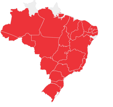Mapa do Brasil exibindo onde a Txai está presente
